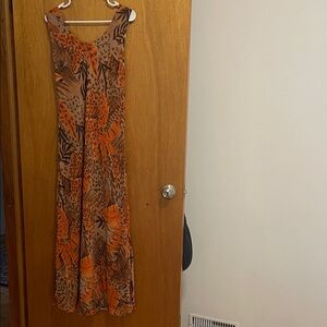 REVERSIBLE Brown and Orange Sleeveless Maxi Dress